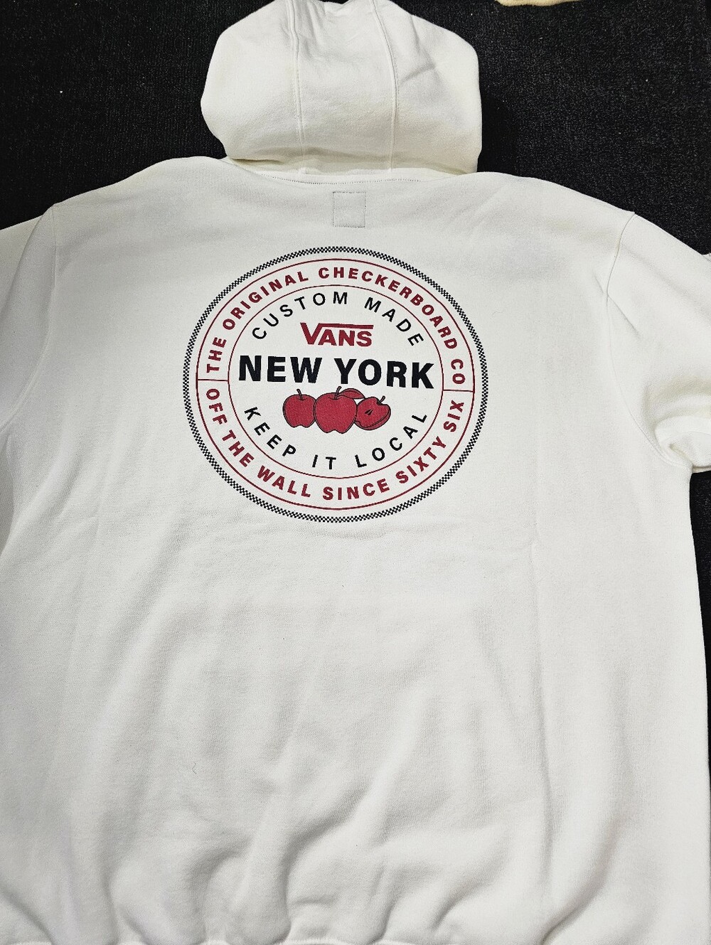 Vans Custom Made New York 'Keep It Local' Apple Hoodie Cream White Men's Size XL
